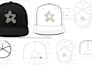 design front, side and back cap hat techpack and mockup